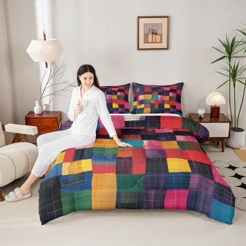 Miniatura 36 de Juego de edredón bohemio para niños, tamaño individual, juego de ropa de cama geométrica de hojas de sol, luna y plantas, decoración de habitación