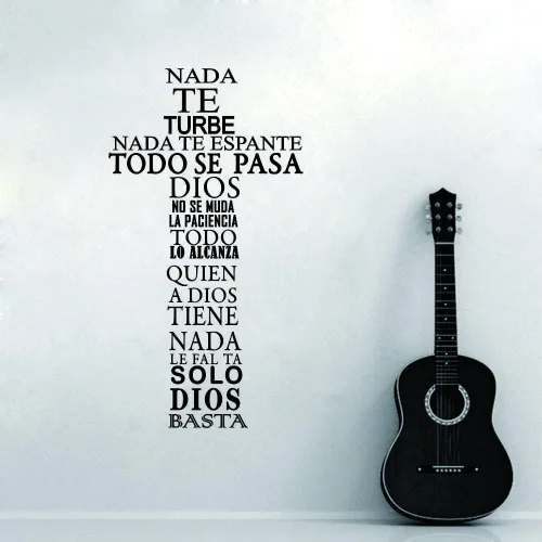 Miniatura 5 de Nada te turbe" - Adhesivo de pared "Solo Dios Basta", decoración de pared, calcomanía de pared con cita en español para decoración familiar