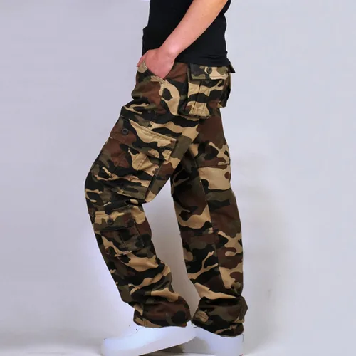 Miniatura 5 de Muscularfit Pantalones cargo de camuflaje para hombre 2023 grandes y altos, múltiples bolsillos, pantalones deportivos sueltos y rectos, pantalones