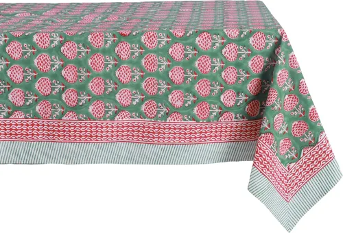 Miniatura 91 de ATOSII Mantel 100% algodón, Amara, floral, hecho a mano, rectangular, de lino, para cocina, comedor, fiestas, bodas, exteriores, picnics, Pascua