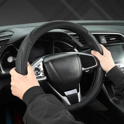 Miniatura 6 de West Llama Funda personalizada para volante de automóvil para Honda Civic, CR-Z, Insight, S2000, 14-14.25 pulgadas (negro, tamaño pequeño)