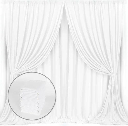 Miniatura 26 de MYSKY HOME Cortinas de 10 pies x 10 pies Verde Cazador Cortinas de Fondo para Fiestas Bodas Escenario Cortinas con Bolsillo para Barra Cortinas