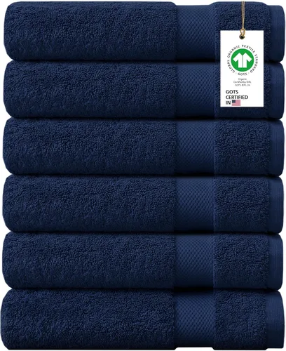 Miniatura 60 de Toallas 100% algodón orgánico de 22.93 oz/m² de felpa al tacto de secado rápido, paquete de 12 toallas de lavado de algodón orgánico, certificado