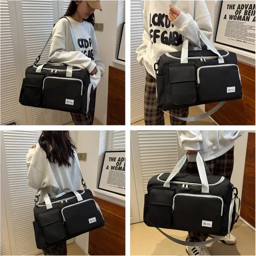 Miniatura 122 de Pequeña bolsa de gimnasio para mujer, bolsa de viaje con compartimento para zapatos