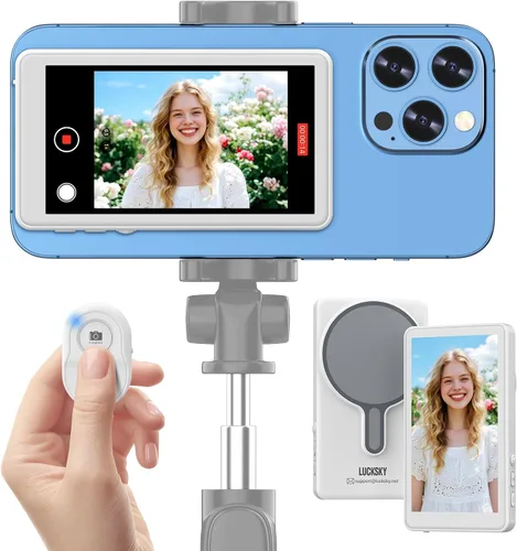 Miniatura 9 de Vlog - Pantalla de monitor para selfie para iPhone, grabación 4K a 60 fps, espejo de pantalla inalámbrico con control remoto, fijación magnética