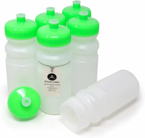 Miniatura 20 de Rolling Sands Botellas de Agua Deportivas de 20 Onzas Fabricadas en Estados Unidos - Paquete de 6 Botellas Deportivas en Blanco sin BPA para Equipos