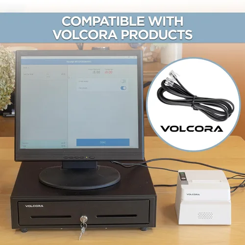 Miniatura 7 de Volcora Paquete de 2 cables de datos RJ11/RJ12 de 5 pies – Extensión de alta velocidad de 6 pines de alta velocidad para caja registradora