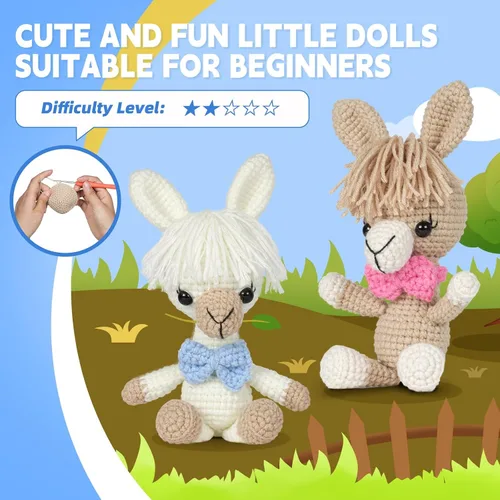 Miniatura 4 de mehorkook Kit de ganchillo para principiantes, tutoriales en video paso a paso, ideal para adultos y niños, proyectos de animales de ganchillo