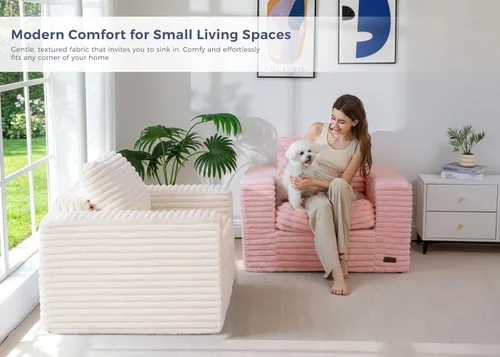 Miniatura 9 de MAXYOYO Puf Gigante Silla para Adultos, Sofá de Suelo Tapizado con Almohadas y Reposabrazos, Puf Grande Sofá Silla de Felpa Sofá Puf para Dormitorio
