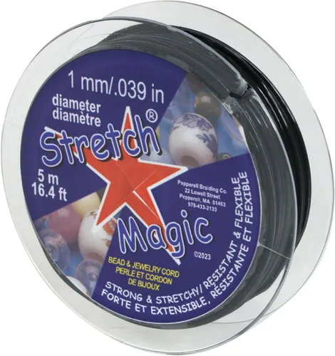 Miniatura 16 de Cordón elástico para cuentas Stretch Magic – Color negro, 0.6mm de diámetro, 100 metros (328 pies) - Fácil de anudar, cuerda fuerte y elástica