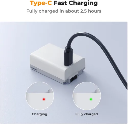 Miniatura 2 de K&F CONCEPT EN-EL25 Batería USB-C EN-EL25A Z50ii Batería con carga rápida 2H Compatible con Nikon Z50ii Z50 Z30 Zfc Camera MH-32 Cargador