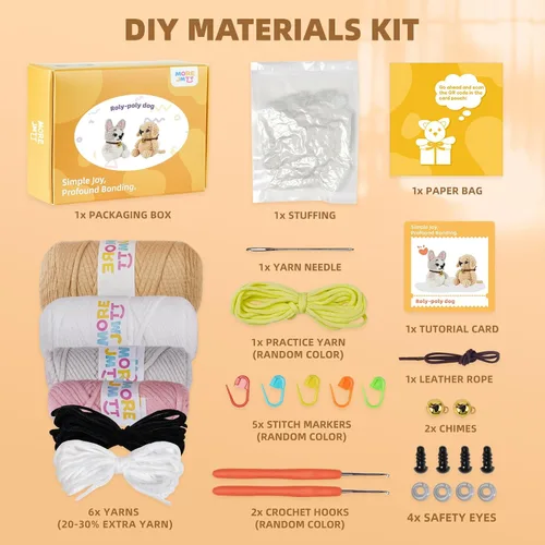 Miniatura 3 de MOREJMTT Kit de ganchillo para principiantes, aprende a tejer, incluye hilo suave fácil de tejer, tutorial en video paso a paso, gancho, regalo