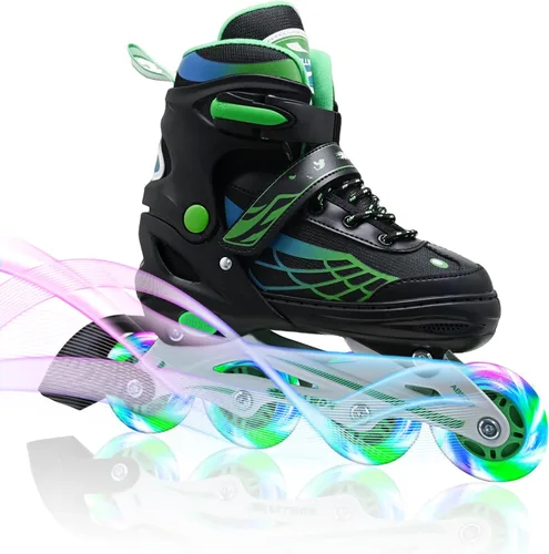 Miniatura 11 de Patines en línea para niñas y niños, patines ajustables de 4 tamaños para niños con ruedas de luz completa y jóvenes de 5 a 14 años, patines