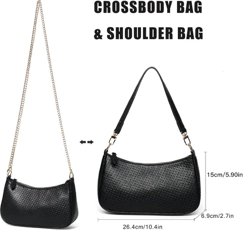 Miniatura 29 de VODIU Bolsos de mano con 2 correas extraíbles y cierre de cremallera, bolsos cruzados, bolso de hombro para mujer