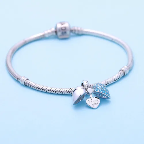 Miniatura 4 de SOUKISS Abalorios colgantes de plata de ley 925 con diseño de corazón de amor para Pandora, pulsera y collar