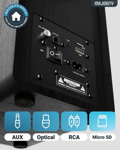 Miniatura 5 de Majority D40 Altavoces de estantería activos Altavoces de estudio estéreo con alimentación Potente sonido amplificado de 2.0 canales