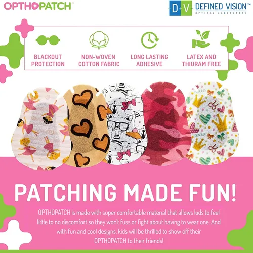 Miniatura 5 de Opthopatch Parches oculares para bebés – Adhesivo extra sensible – Diseño para niñas [Serie II] – 70 unidades + 2 gráficos de recompensa