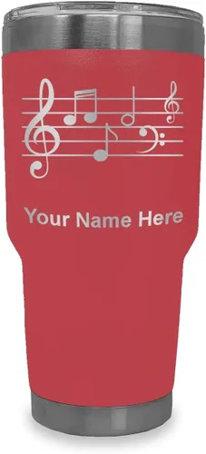 Miniatura 38 de LaserGram Vaso aislado al vacío de 20 onzas, personal de música, grabado personalizado incluido (negro)
