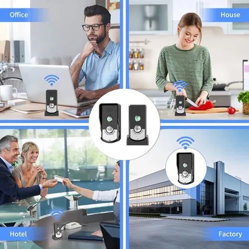 Miniatura 3 de Timbre inalámbrico de 2 vías, intercomunicador para interiores y exteriores, 3280 pies de largo alcance, sistema de intercomunicadores para puerta