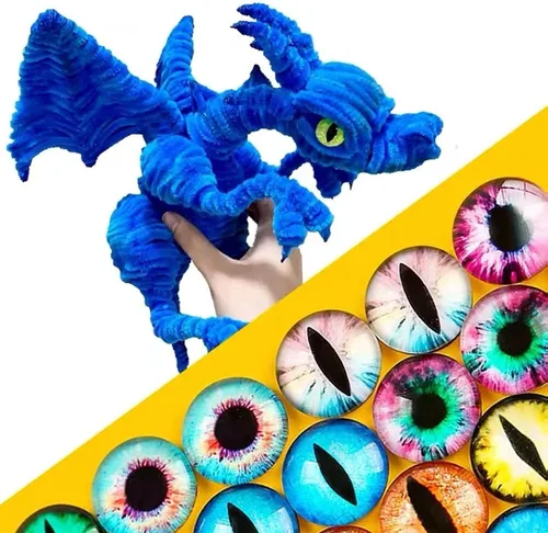 Miniatura 4 de Ojos de cabujón de cristal de ojos de dragón de 0.984 in, 50 unidades, para hacer muñecas de arcilla, esculturas, accesorios para manualidades