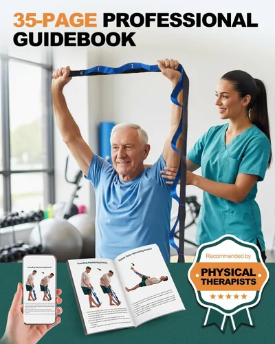 Miniatura 6 de Correa Trideer para estiramiento y yoga, correa de terapia física para entrenamiento en casa, ejercicio, pilates y gimnasia, 10 bucles, bandas Azul