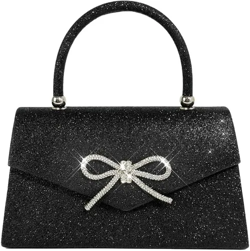 Bolso de noche para mujer, con lazo brillante, bolso de mano para boda, fiesta, monederos con diamantes de imitación con purpurina para cóctel,