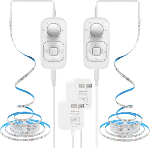 Miniatura 10 de Luces con sensor de movimiento para debajo del gabinete: tira de luces LED enchufables para interiores con adaptador aprobado por UL FCC, atenuador