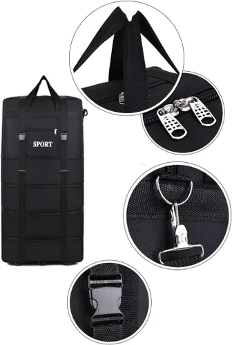 Miniatura 5 de Bolsa de viaje Oxford expandible extra grande con ruedas, impermeable, ligera, plegable, maleta, Entramado, Equipaje extensible central rígido