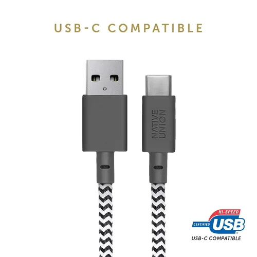 Miniatura 2 de Cable Native Union Belt USB-C a USB-A - Cable de carga ultrarresistente de 4 pies con correa de cuero compatible con iPhone 16, Samsung Galaxy Z