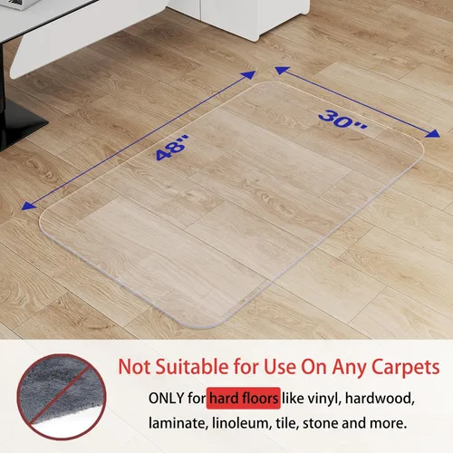 Miniatura 5 de Delamu Tapete para silla de oficina para suelo de madera dura, 30 x 48 pulgadas, tapete para silla de escritorio de oficina, PVC transparente