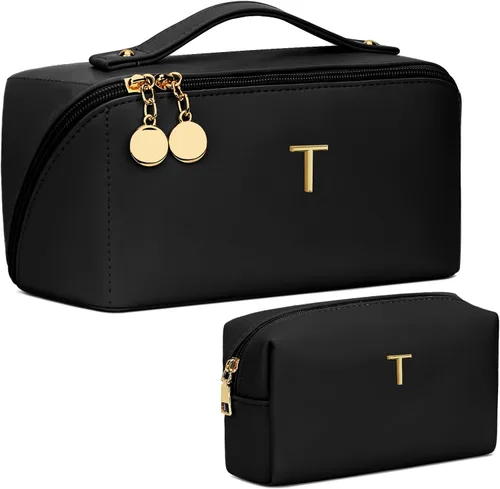Miniatura 77 de Regalos de cumpleaños para mujeres y adolescentes, juego de bolsas organizadoras de maquillaje con iniciales personalizadas, bolsa de cosméticos