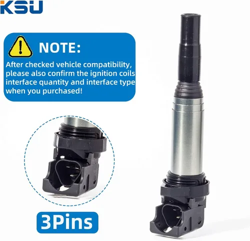 Miniatura 8 de KSU Compatible With 0221504470 Ignition Coil Pack for BMW 325i 325Ci 328i 330Ci 335i 525i 528i 530i 535i 545i 745Li X3 X5 M5 M6 Z4 12137594937