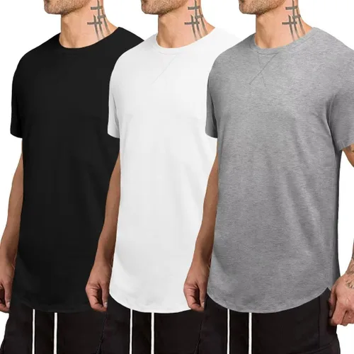 Miniatura 2 de Paquete de 3 camisetas de cuello redondo para hombre, de algodón, hipster, hip hop, clásica