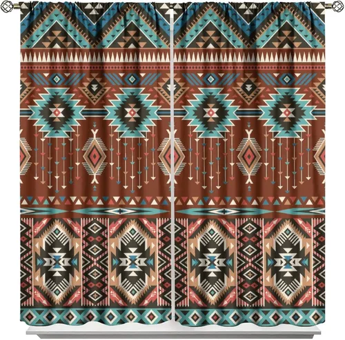 Miniatura 16 de Cortinas aztecas tribales, cortinas nativas, boho, cráneo, patrón tribal nativo, oscurecimiento de habitación, bolsillo para barra, tratamiento