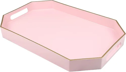Miniatura 28 de Bandeja decorativa redonda negra con asas, bandeja versátil de 13 pulgadas para mesa de café, otomana, ideal para servir, exhibir y organizar