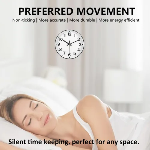 Miniatura 5 de Reloj de pared negro, reloj de pared de 8 pulgadas, funciona con pilas, redondo, moderno, sin tictac, silencioso, digital, analógico, pequeño, reloj