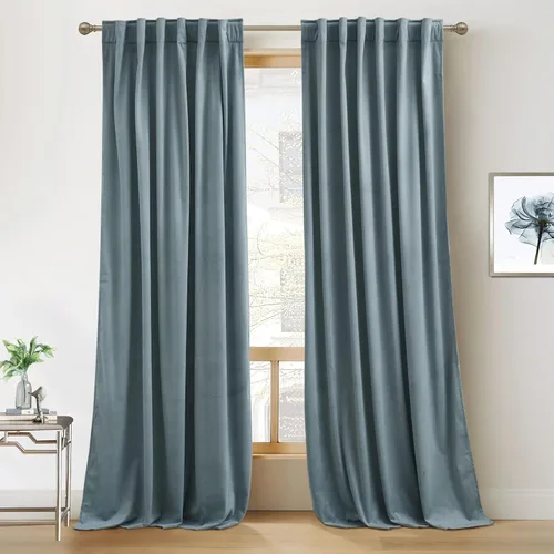 Miniatura 35 de RYB HOME - Cortinas de terciopelo beige, cortinas decorativas resistentes con pestaña trasera, cubierta de privacidad para oscurecer habitación