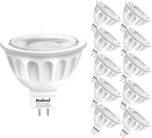 Miniatura 9 de Boxlood Bombilla LED MR16 no regulable, 90% de ahorro de energía, 6000 K blanco frío (luz diurna), 40 grados, CA/CC 12 V, 5 vatios, equivalente a