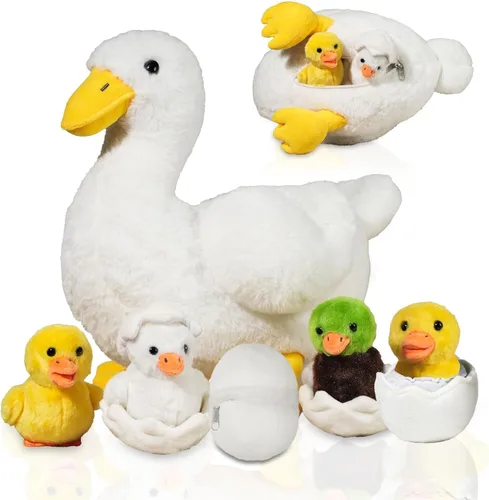 Miniatura 11 de Juego de peluche de pollo 9 en 1, juguete de peluche de pollo para niños, gallina ponedora de huevos con cremallera, pollos y huevos, juguetes