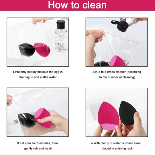 Miniatura 5 de 12 piezas de set de esponjas de maquillaje profesional, esponjas suaves sin látex, aplicadores cosméticos multicolores para polvo, líquido, Negro