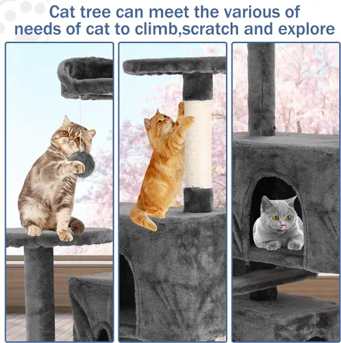 Miniatura 4 de Árbol para gatos de 70 pulgadas para gatos de interior, condominio de varios niveles con caja de arena, postes rascadores para gatos