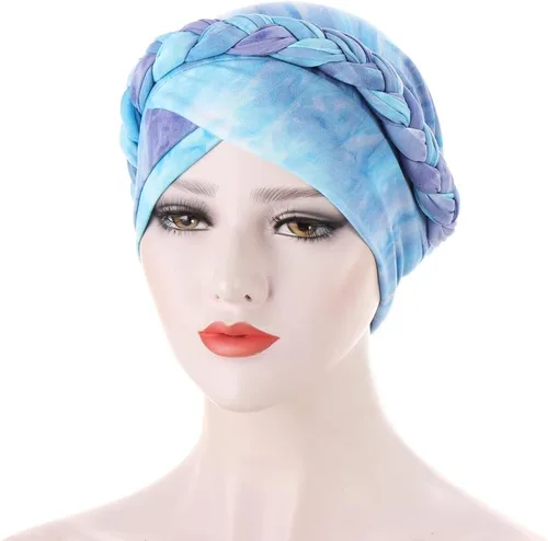 Miniatura 3 de Paquete de 3 gorros de turbante estampados para mujer, gorros de quimioterapia y cáncer