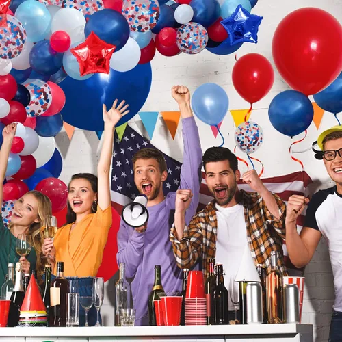 Miniatura 6 de PERPAOL Kit de guirnalda de globos de color azul marino, rojo y blanco, 140 unidades, para graduación de clase de 2024, día 4 de julio, bandera
