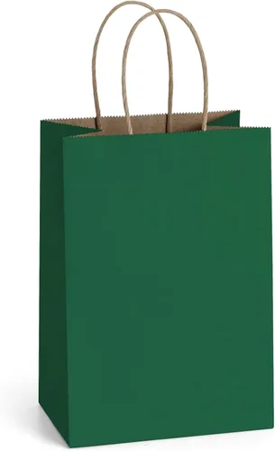 Miniatura 6 de BagDream Bolsas de regalo, 100 bolsas de regalo pequeñas de papel kraft de 5.25 x 3 x 8 pulgadas con asas a granel, bolsas de papel marrón