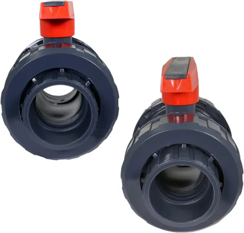 Miniatura 3 de Midline Valve Válvula de bola de unión verdadera de PVC resistente Manija rosa 1" FIP/Conexiones solvente Plástico gris (482UT100)