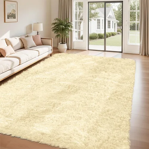 Miniatura 17 de Alfombra de Área 8x10 para Sala de Estar: Alfombras Shag Gris Claro Ultra Suaves y Esponjosas, Alfombra Grande Difusa de Felpa