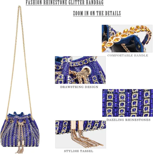 Miniatura 3 de Bolso de noche con diamantes brillantes para mujer, bolso de mano con diamantes de imitación para fiesta, baile de graduación, cóctel