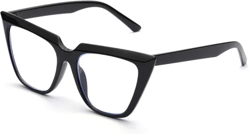 Miniatura 3 de ZUVGEES Gafas de lectura elegantes de gran tamaño con bloqueo de luz azul CatEye para mujer, marcos de anteojos grandes, lentes grandes, lectores