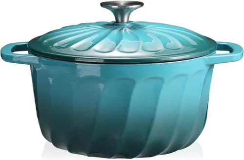 Miniatura 8 de Horno holandés de hierro fundido esmaltado con tapa, olla de horno holandés de hierro fundido de 3 cuartos de galón, olla de hierro fundido