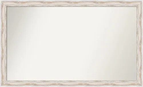 Miniatura 365 de Amanti Art Espejo de baño blanco para sobre el fregadero, 30 x 35 pulgadas, espejo de tocador rectangular estrecho de Eva de oro blanco, marco